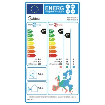 Midea AG1-09NXD6-I/AG1-09NXD6-O Xtreme Save 2022 Κλιματιστικό Inverter 9000 BTU A+++/A++ με Ιονιστή και WiFi